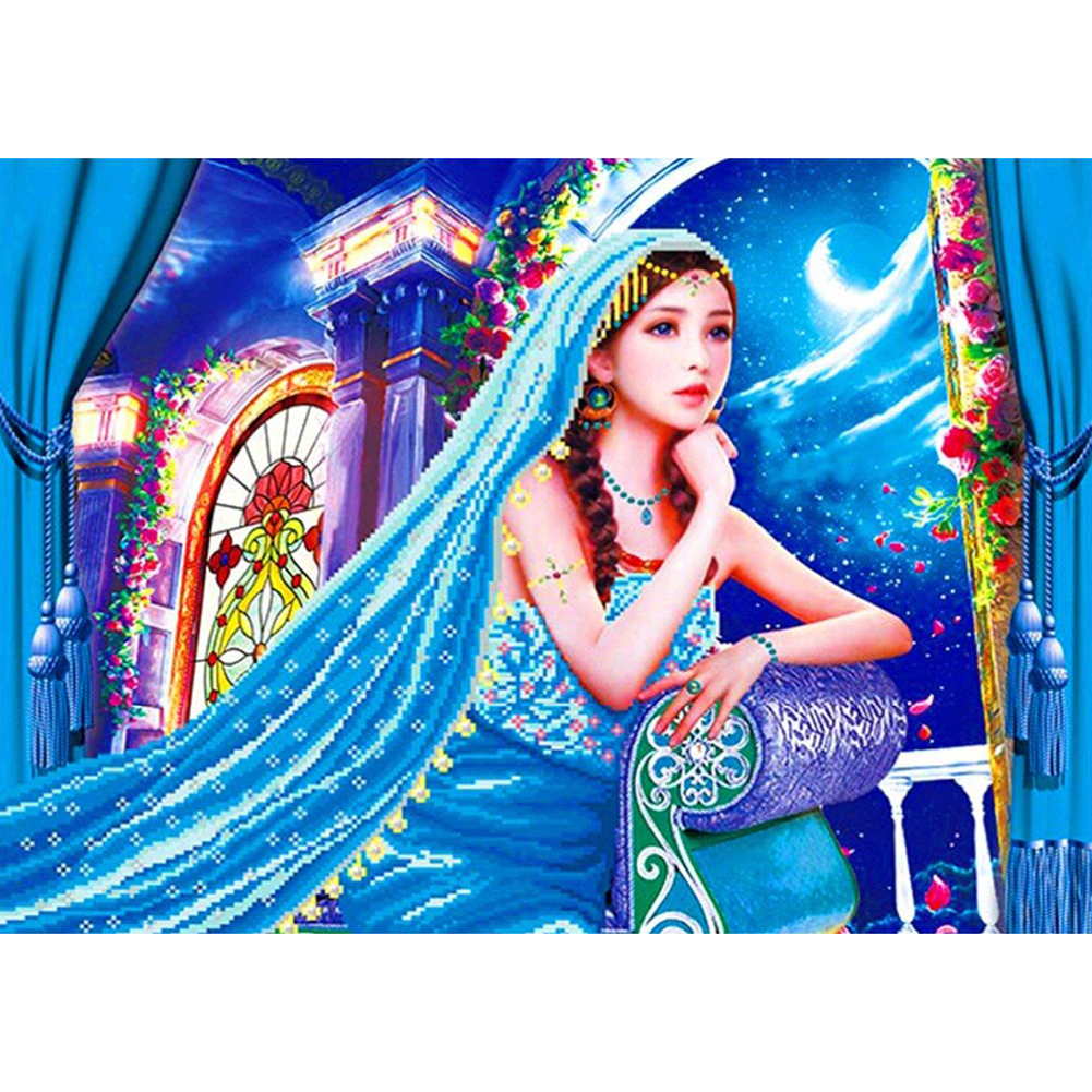 

40*30CM - Beauty with Cape - Special Shaped Diamond Painting, 501 Original