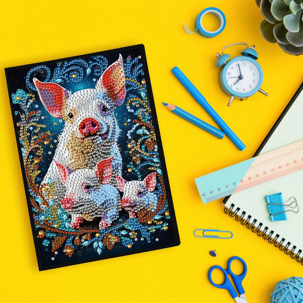 Pig Special Shaped A5 5D DIY Diamond Art Painting Notebook Kit for Friends