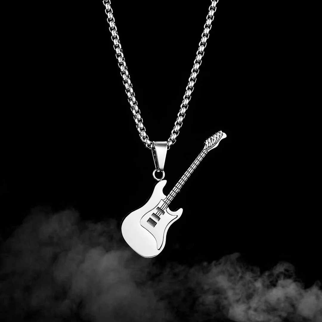 Street Creative Personality Mini Rock Guitar Stainless Steel Pendant-barclient
