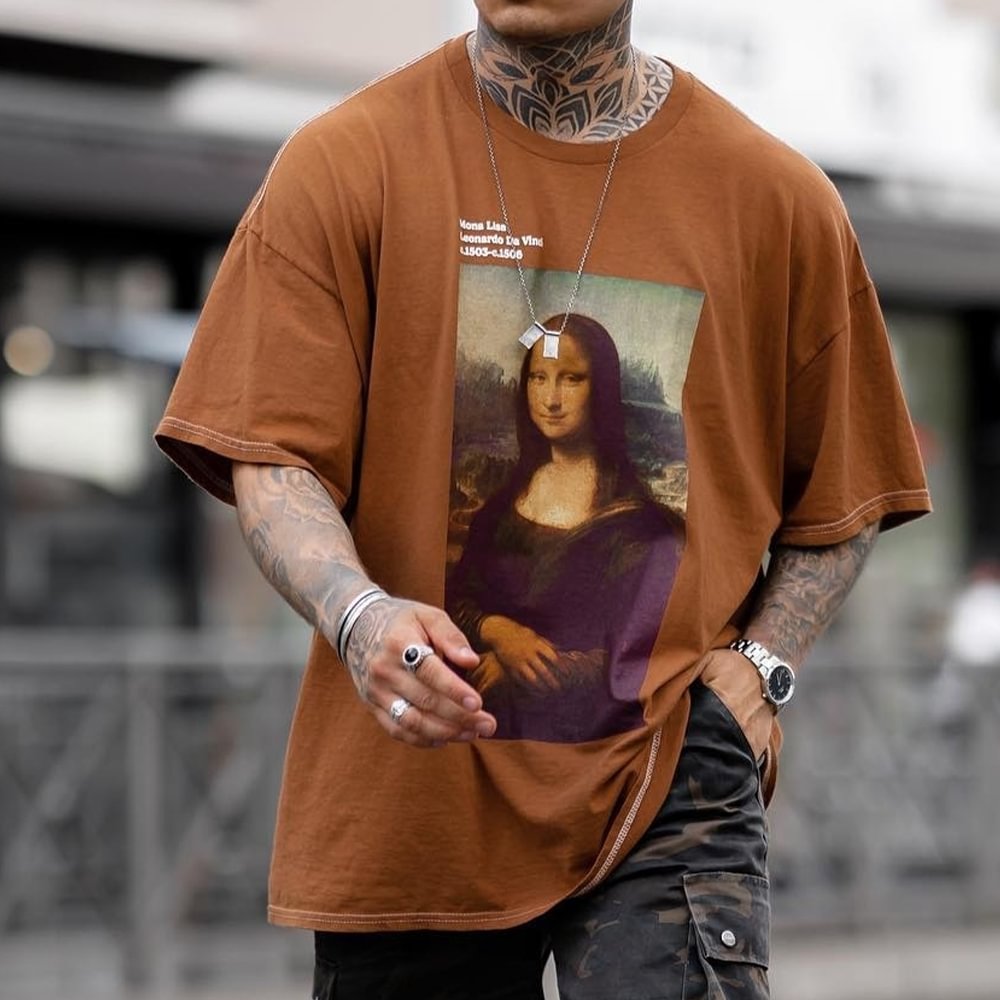 Men's Mona Lisa Painting Print T-Shirt