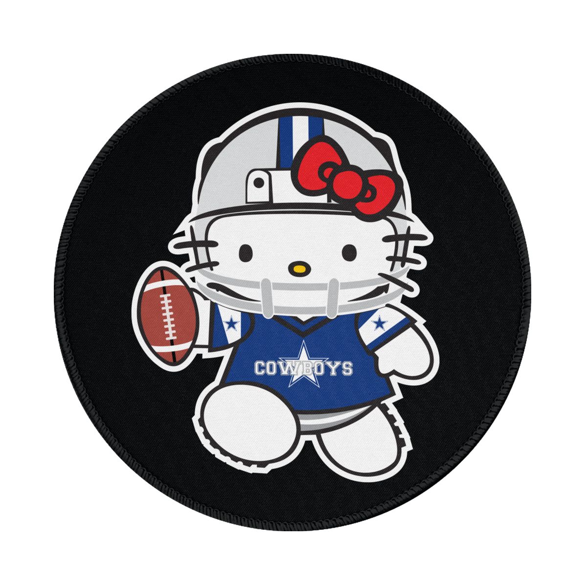 Dallas Cowboys Hello Kitty Round Non-Slip Thick Rubber Modern Gaming Mousepad