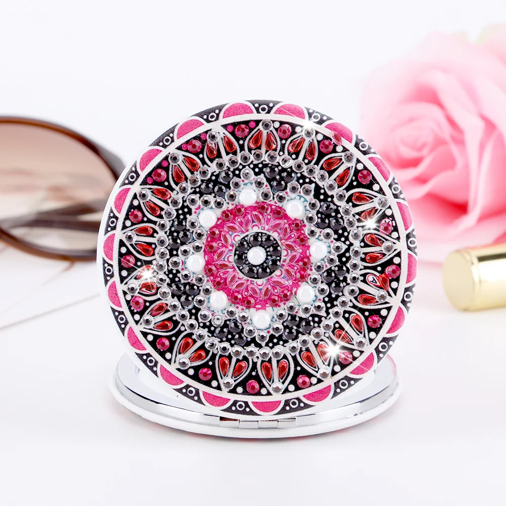 DIY Mandala Diamond Painting Makeup Compact Mirror Portable Folding Purse Mirror