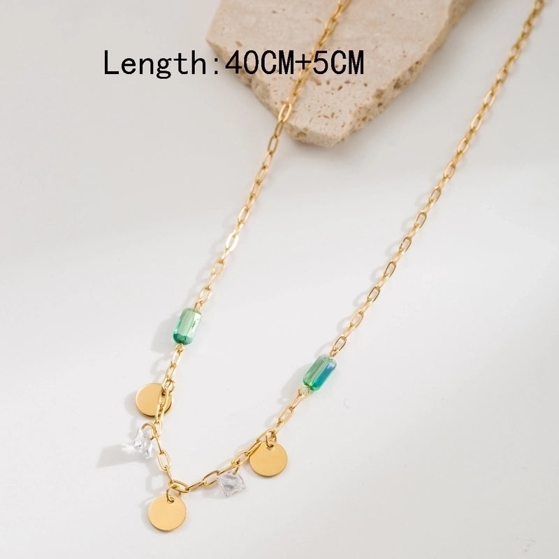 Vintage Style Minimalist Cross Round Heart Shape 304 Stainless Steel Stainless Steel Necklaces