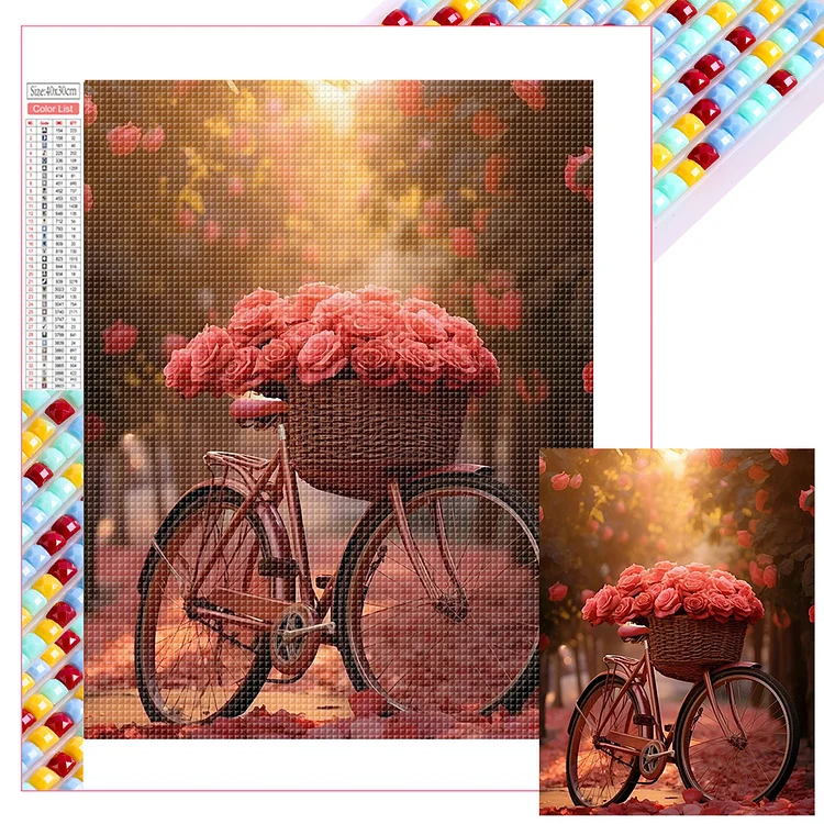 Rose Bike 30*40CM (Canvas) Full Square Drill Diamond Painting gbfke