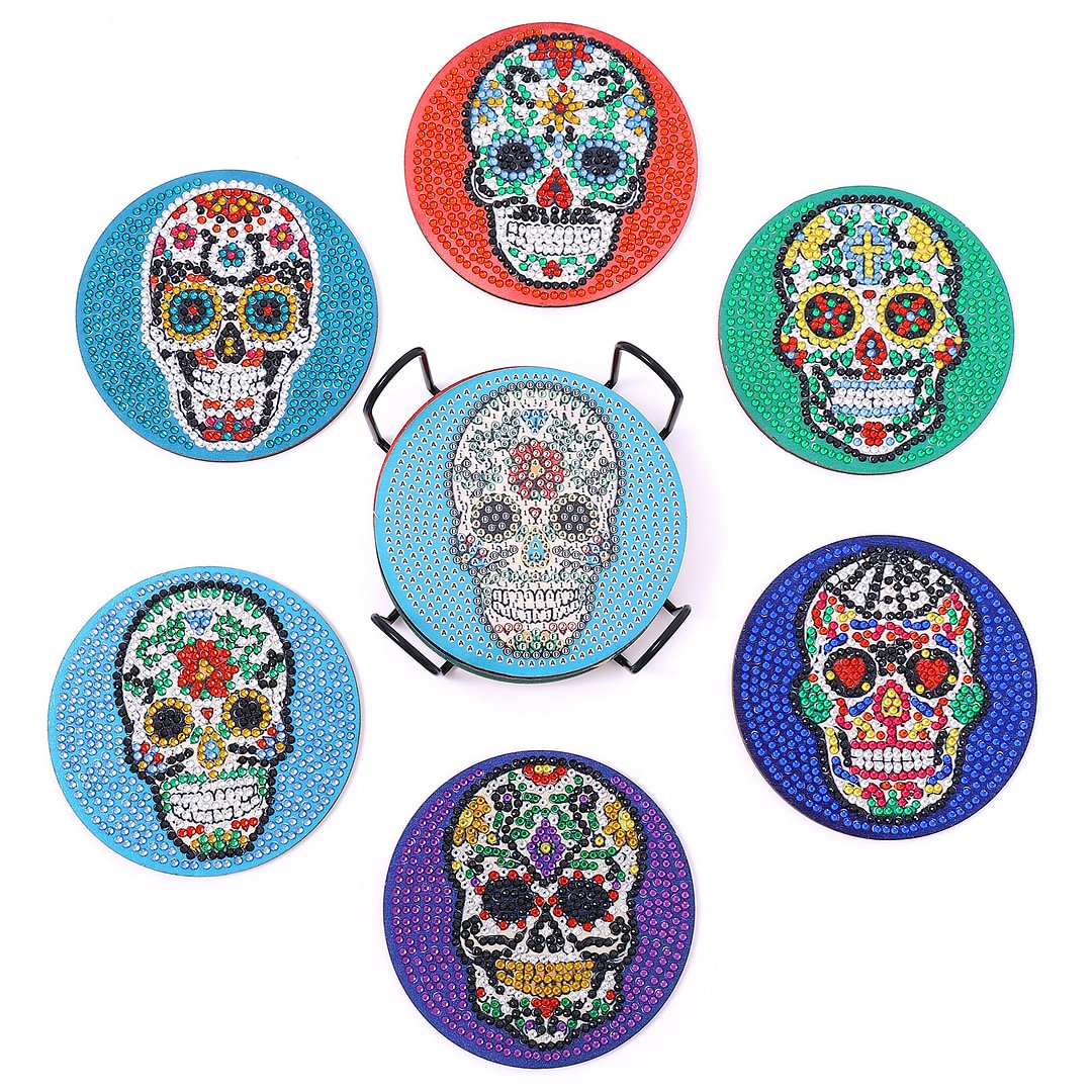 DIY Wooden Skull Coasters Diamond Painting Kits for Beginners, Adults & Kids Art Craft Supplies