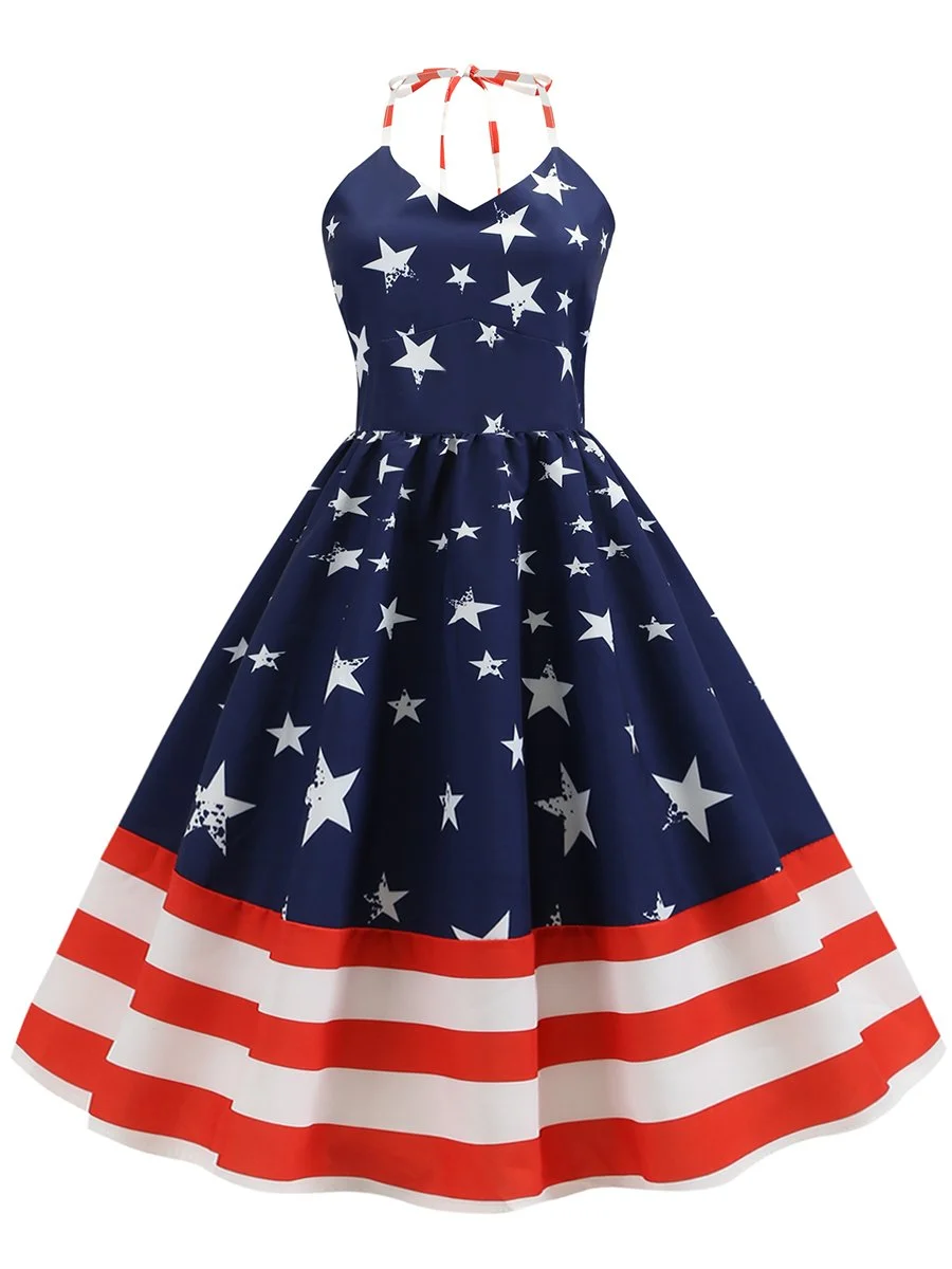 American Flag Dress Halter 1950s Dress