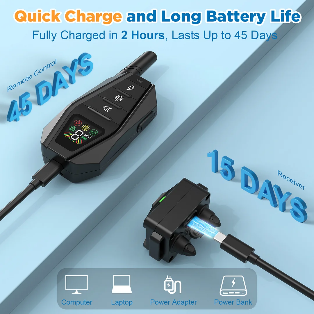 Dog Training Collar for 2 Dogs with Remote, 1640FT Range IP67-Rated, Beep Vibration Safe Shock Modes, Safety Lock, Adjustable Reflective Nylon Collars, Rechargeable