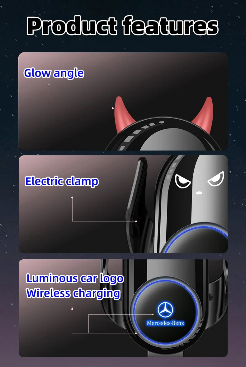 Car mobile phone holder with illuminated car LOGO (wireless charging model)