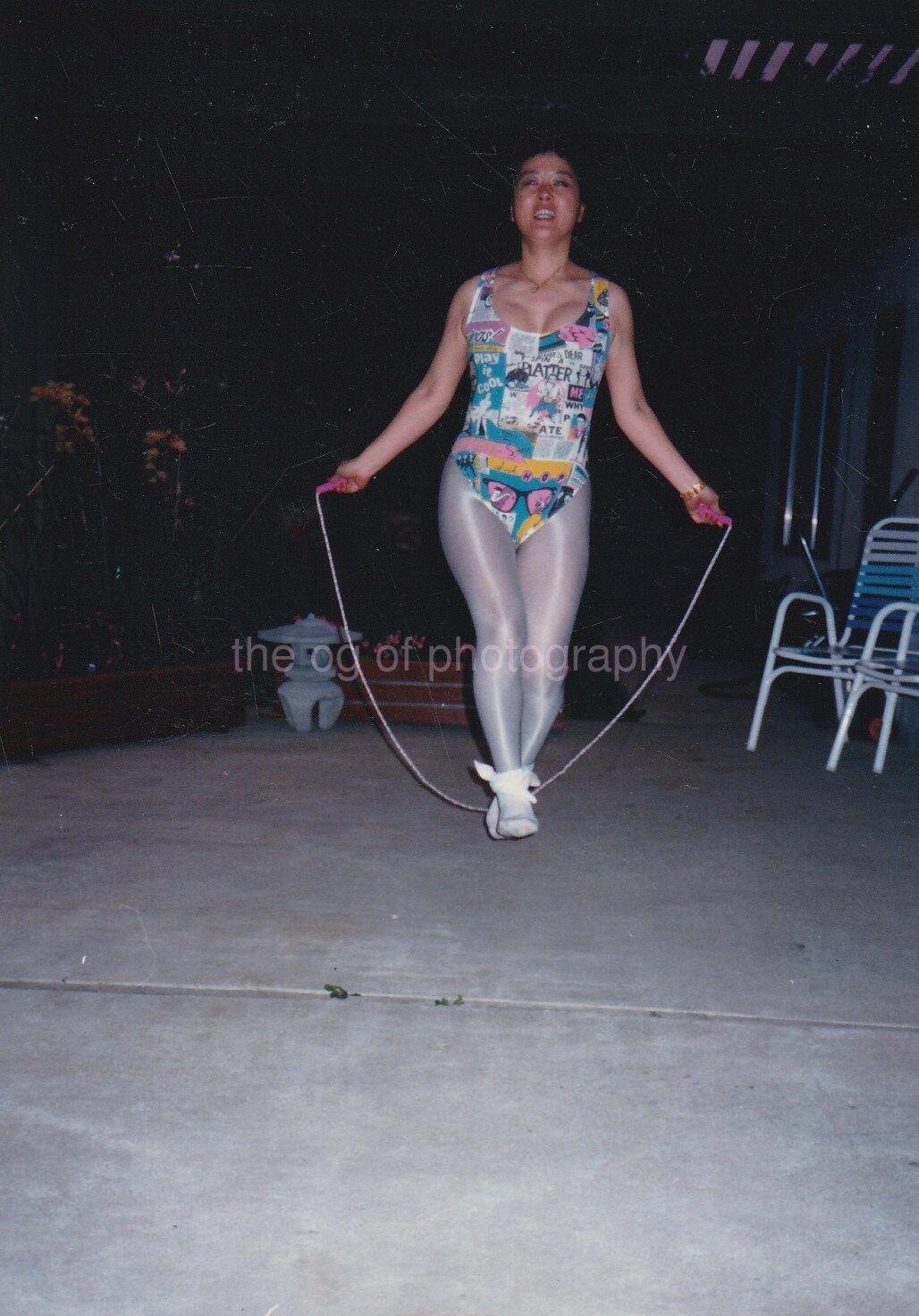 JUMP ROPE WORKOUT Woman In Tights FOUND Photo Poster paintingGRAPH Color89 30 O