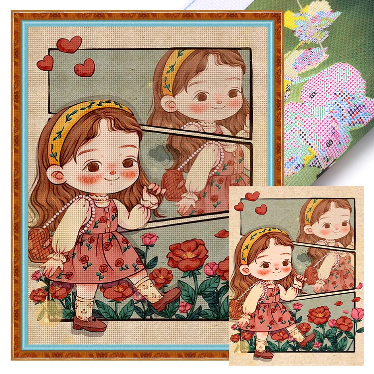 Flower Girl - Printed Cross Stitch 11CT 40*55CM