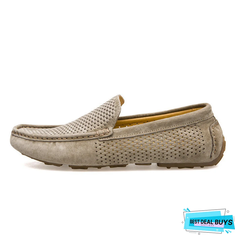 Slip On Driving Shoes Soft Moccasins Holes Comfort Light Mens Flats