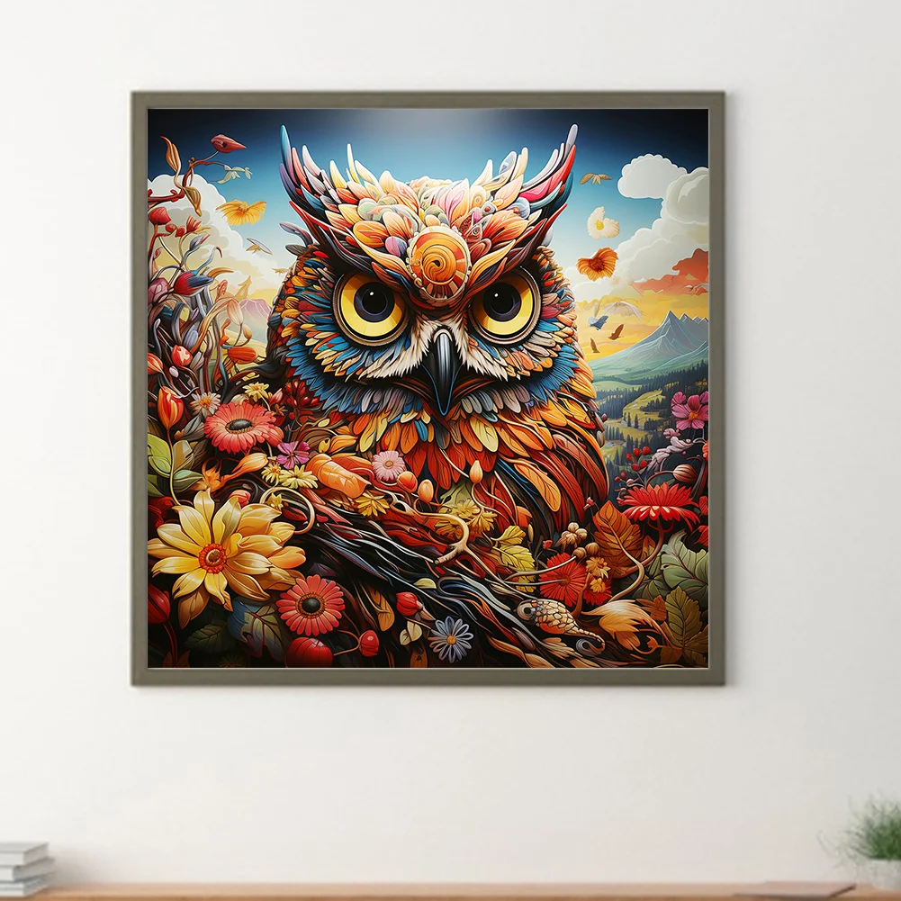 Full Round Diamond Painting 30*30cm - Pastoral Animal Owl