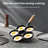 5 Round Holes Egg Frying Pan Cast Iron Omelet Pan for Gas Stove Induction Cooker