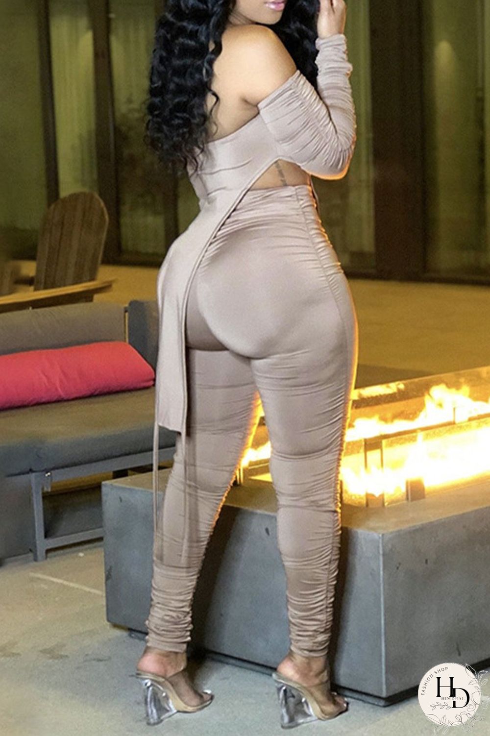 Black Sexy Solid Split Joint Bateau Neck Two Pieces