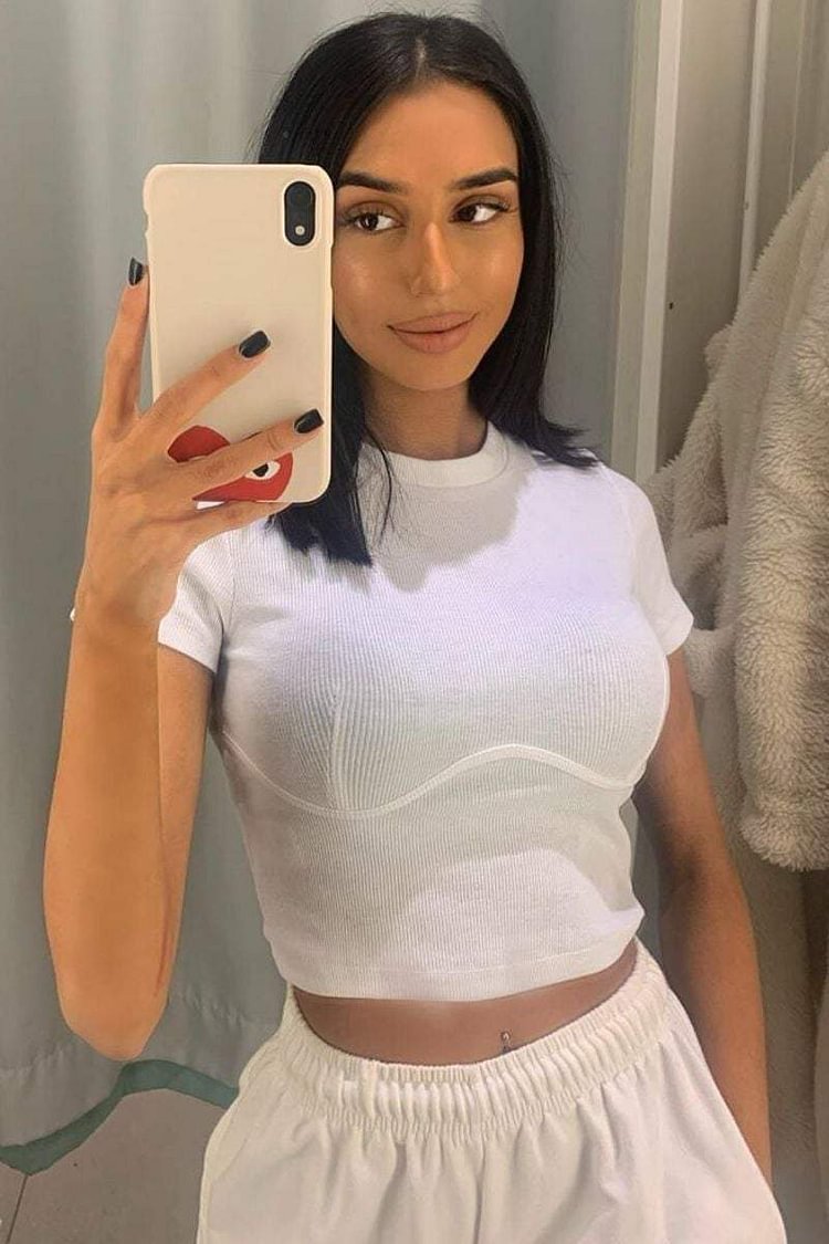 White Ribbed Underwired Crop Top Katch Me