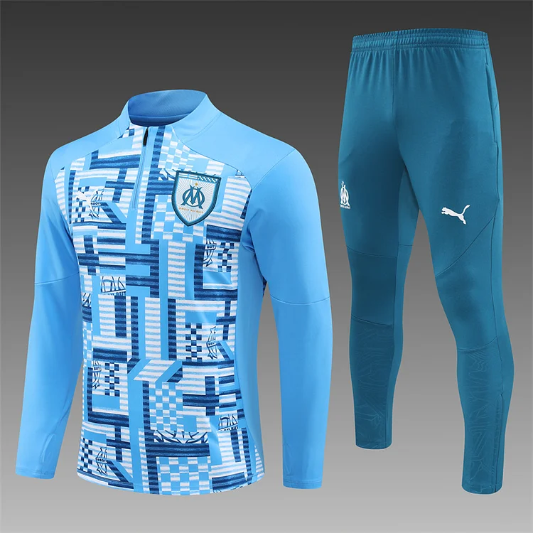 2024-25 Marseille Light Blue Camouflage Half-zip Training Jersey