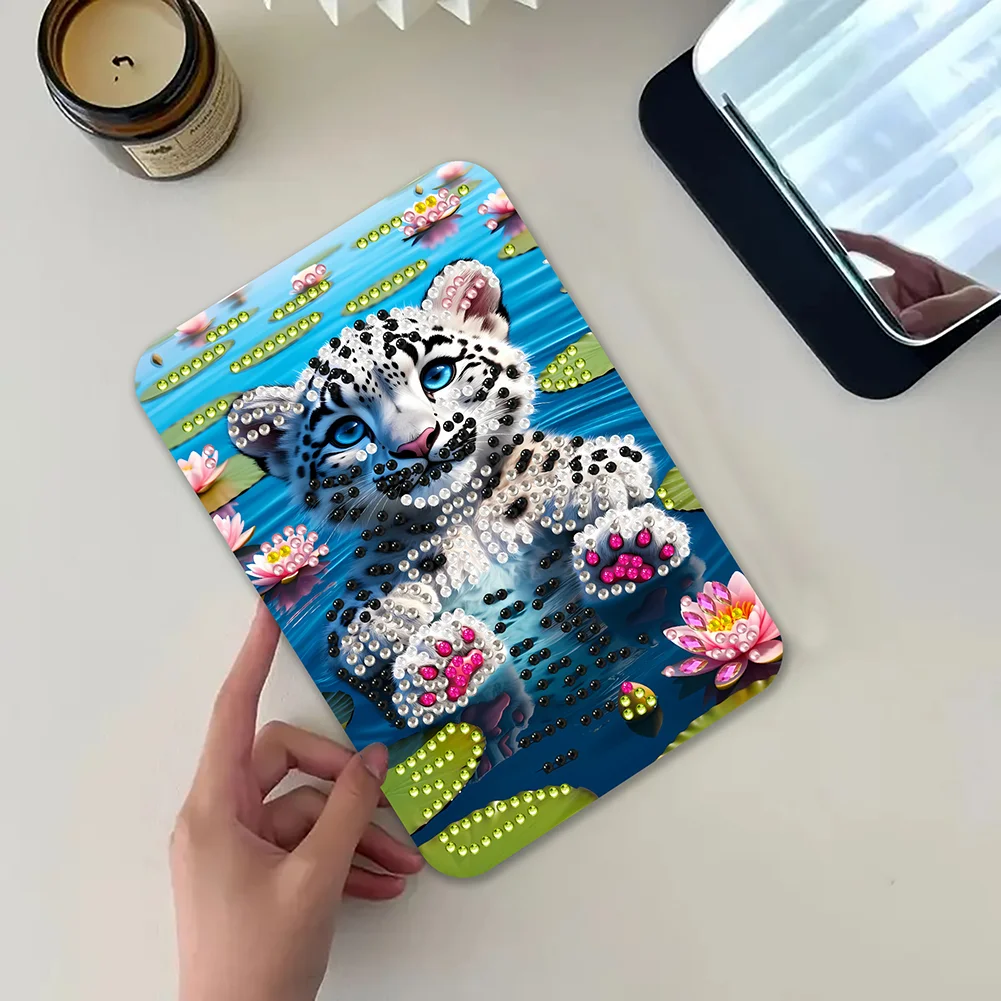 DIY Diamond Art Shiny Crystal Mirror Lightweight Standing Makeup Mirror (Tiger)