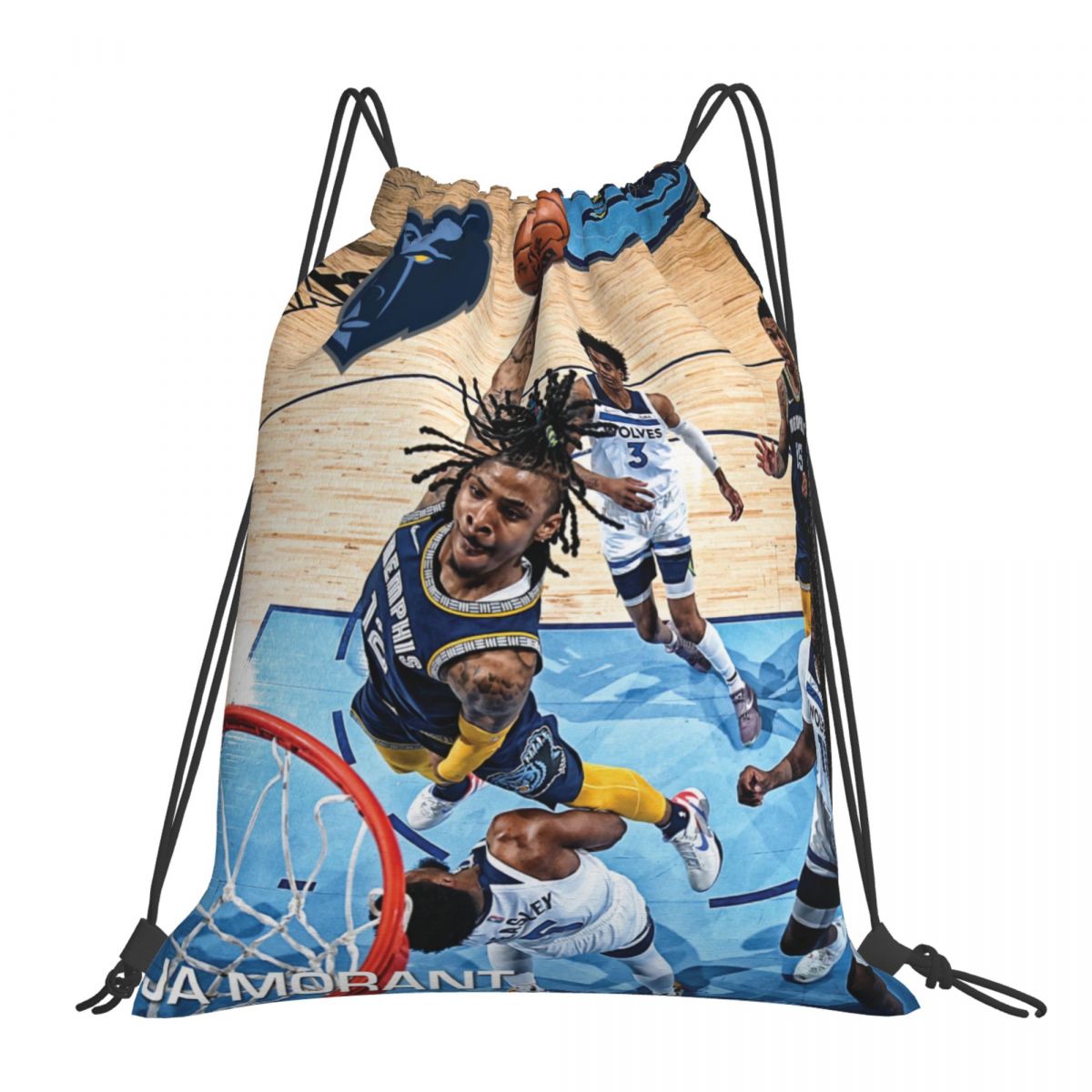 Memphis Grizzlies Ja Morant 2022 Playoff Dunk Waterproof Adjustable Lightweight Gym Drawstring Bag