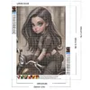 >SALE<5D DIY Full Round Drill Diamond Painting Curly Haired Big Eyed Girl Decor30x40cm
