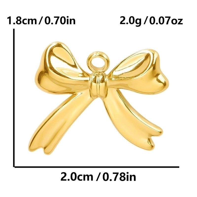 5 Pieces 28*20mm 28*42mm 33*29mm 304 Stainless Steel 18K Gold Plated Bow Knot Polished Pendant
