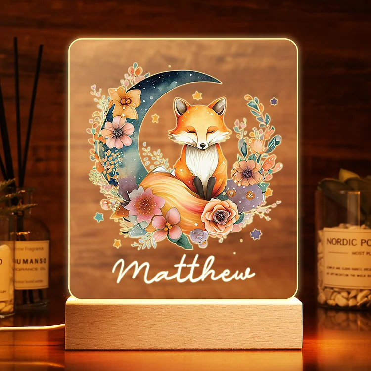 Personalized Animal Fox Name Night Light LED Lamp Gifts For Kids