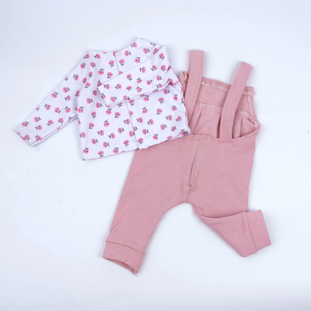 Pink floral pattern 3-piece baby suit for 20-inch reborn baby doll
