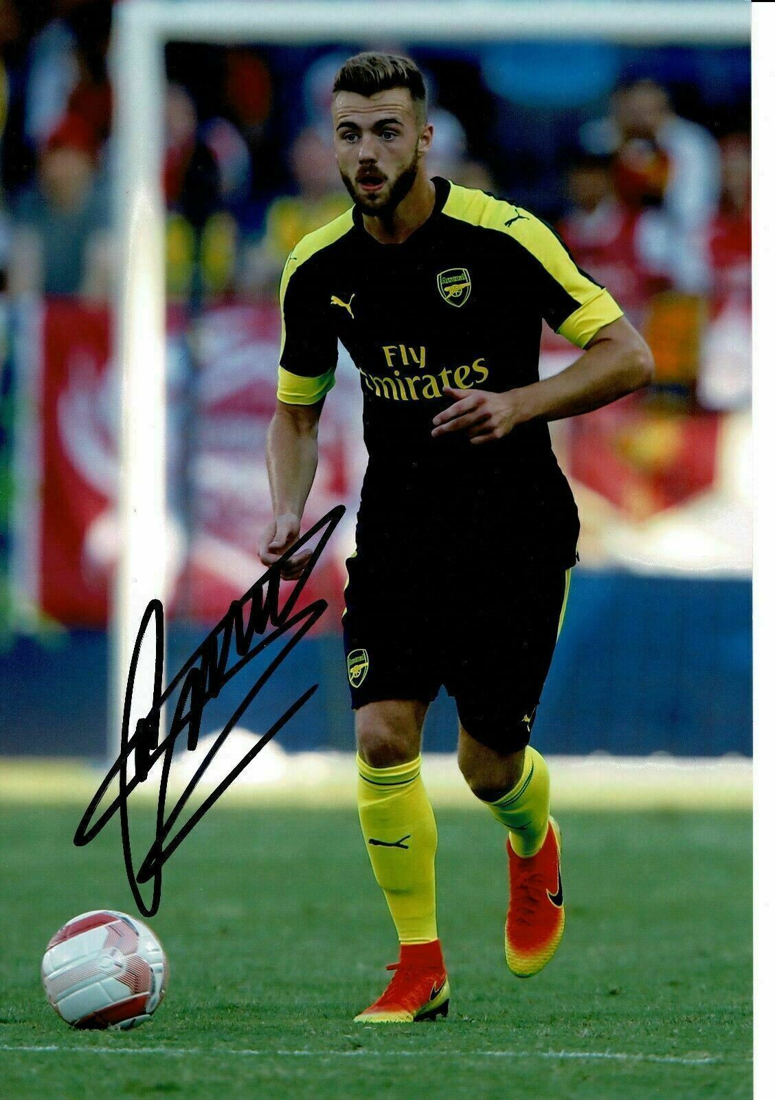 Calum Chambers SIGNED 12X8 Photo Poster painting Arsenal F.C. Shirt AFTAL COA (1937)