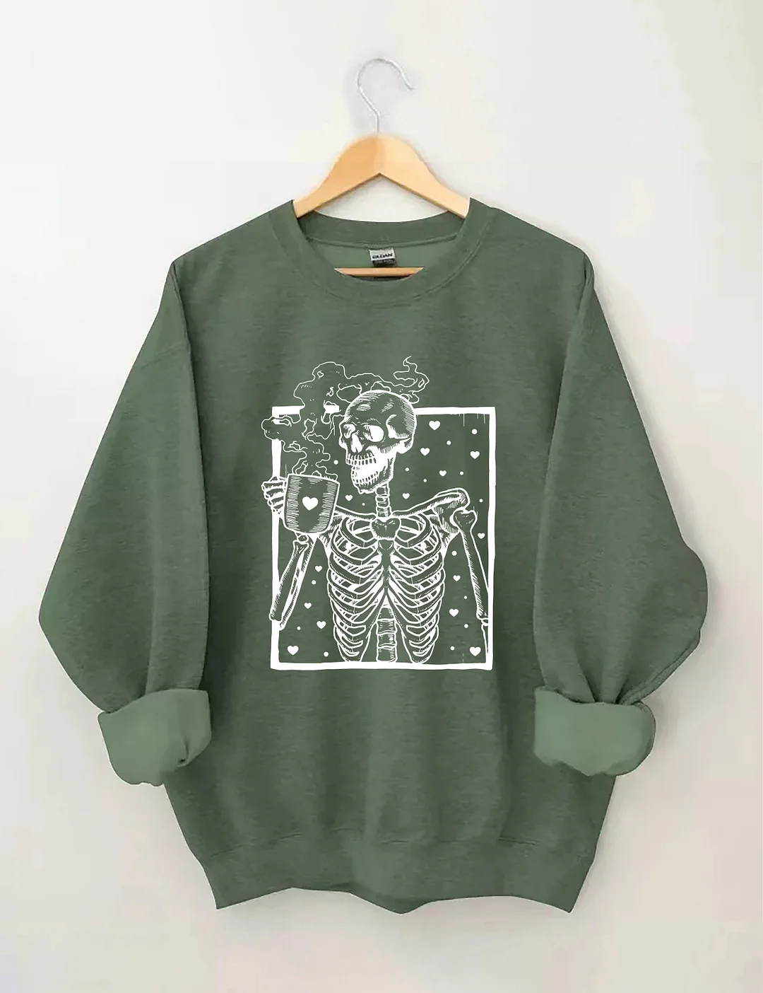 Skeleton Drinking Coffee Sweatshirt