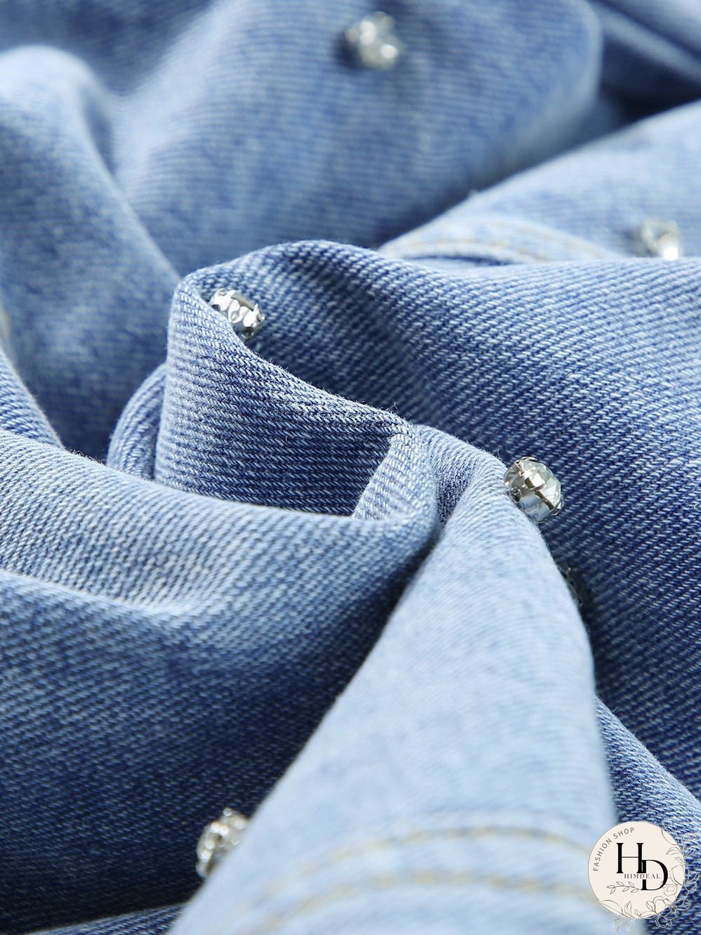Vintage-Inspired Rhinestone Denim Jacket