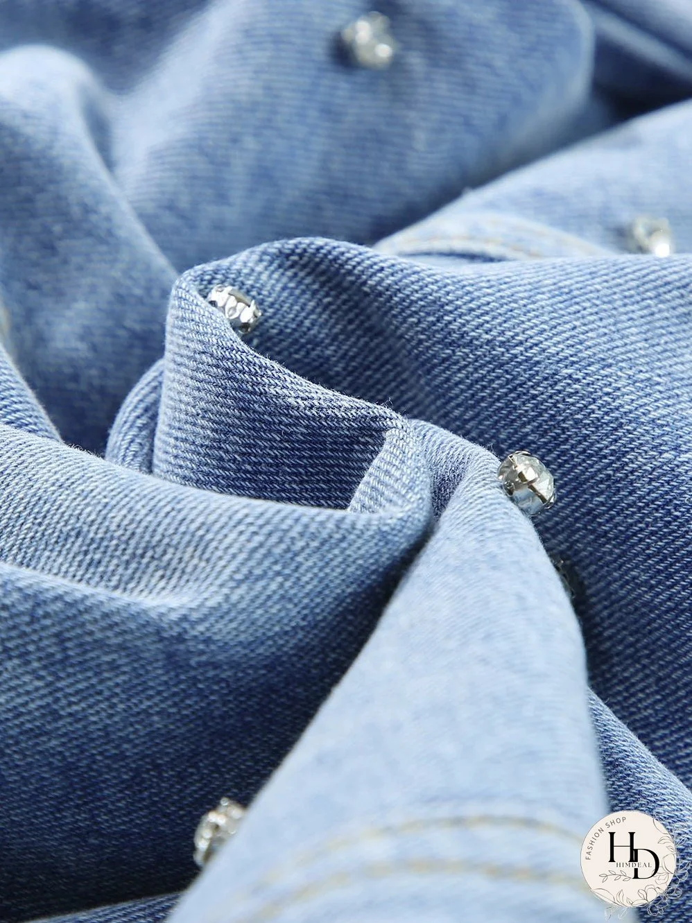 Vintage-Inspired Rhinestone Denim Jacket