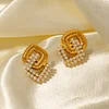 Stylish Geometric Pearls 18K Golden Earrings