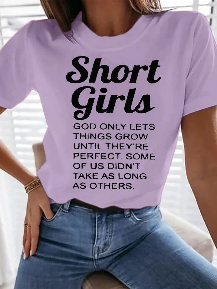 Women's Funny Short Girl Cotton Casual T-Shirt