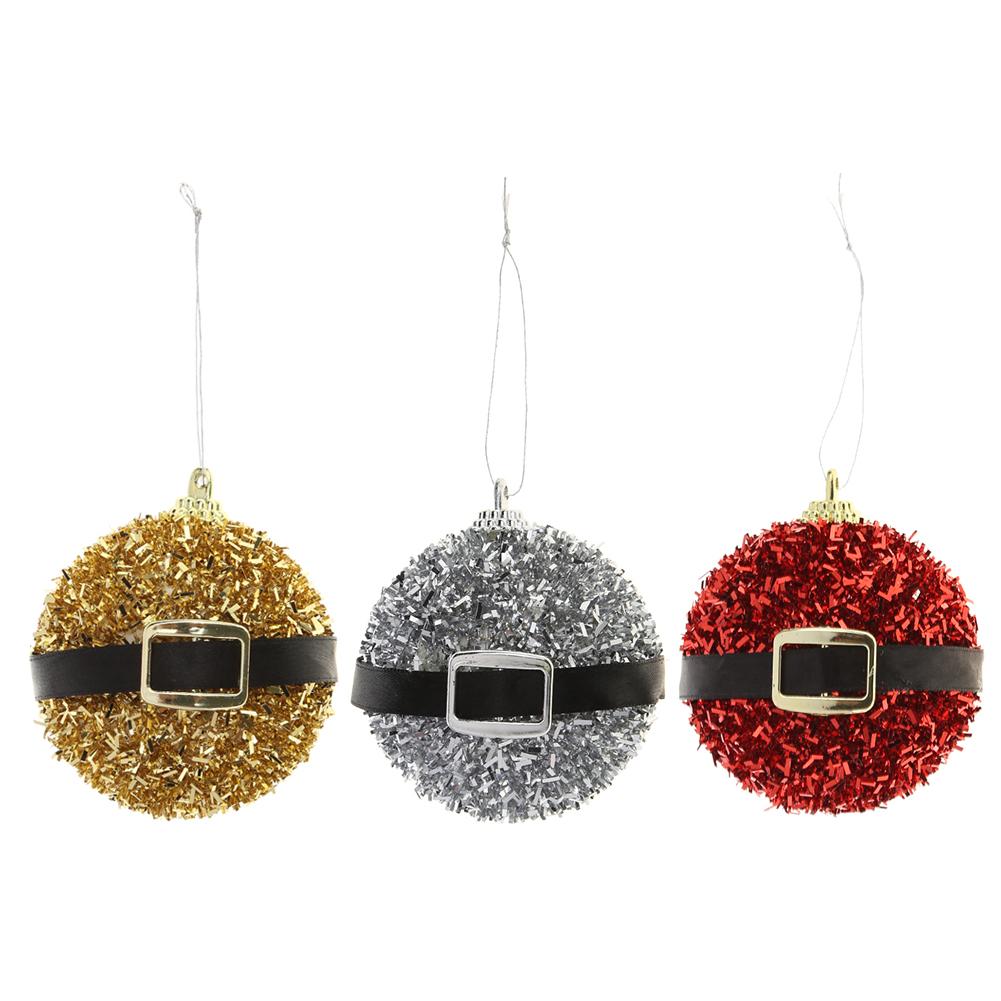 

Ribbon Belt Buckle Glitter Powder Effect Christmas Ball Xmas Hanging Ball, Red, 501 Original