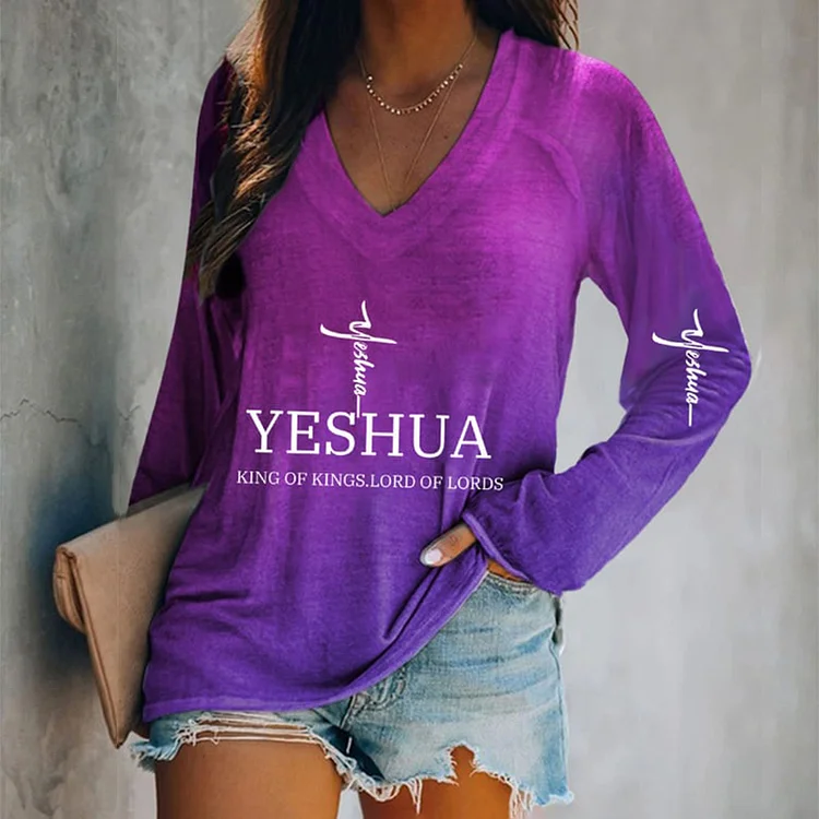 VChics Women's Yeshua King Of Kings Lord Of Lords Print Casual T-Shirt