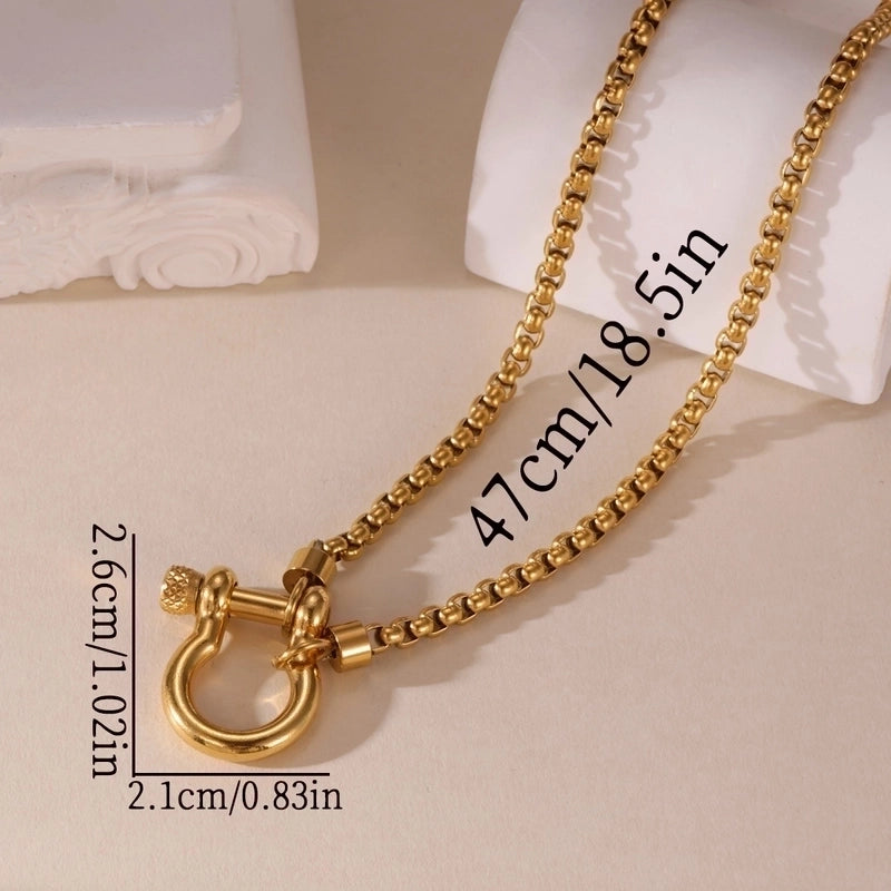 Casual Elegant Heart Shape Horseshoe 304 Stainless Steel 18K Gold Plated Necklace Box Chain Snake Chain