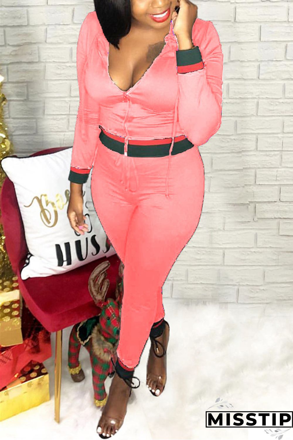 Black Casual Sportswear Long Sleeve Zipper Collar Regular Sleeve Regular Patchwork Two Pieces