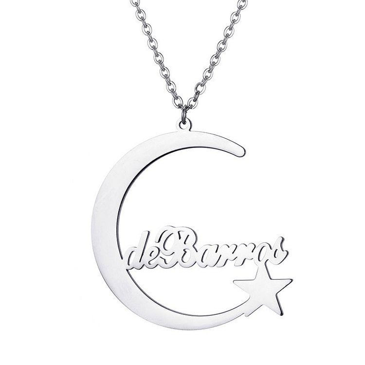 Custom Moon Star English Alphabet Necklace