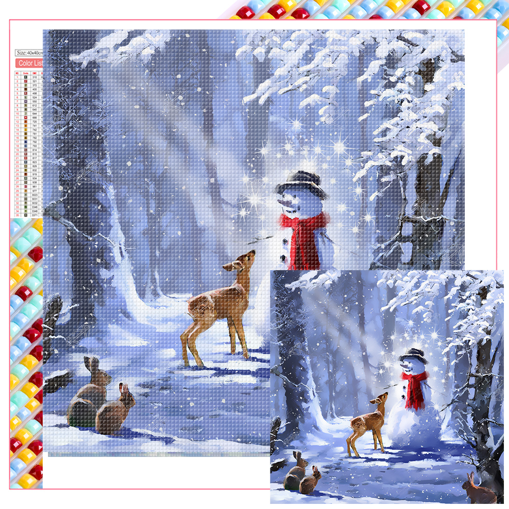 Deer And Snowman 40*40cm(picture) full square drill diamond painting