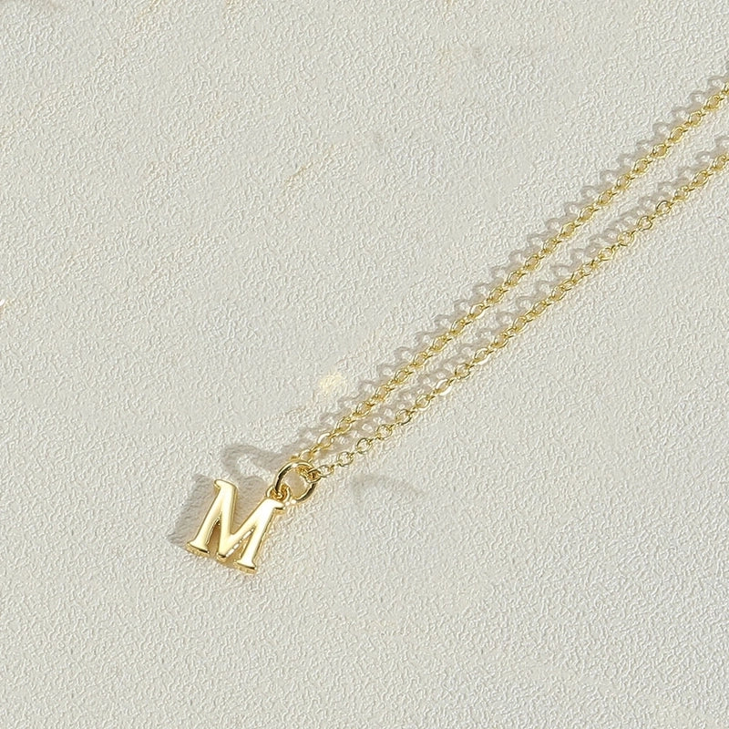 Copper 14K Gold Plated Minimalist Letter Copper Pendant Necklace