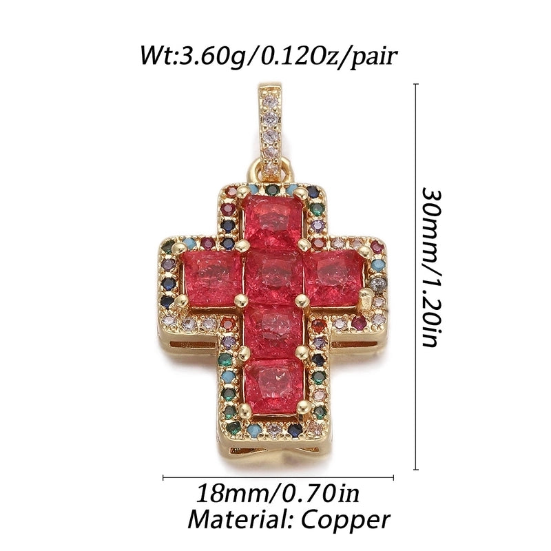 1 Piece Copper Zircon Cross Pendant