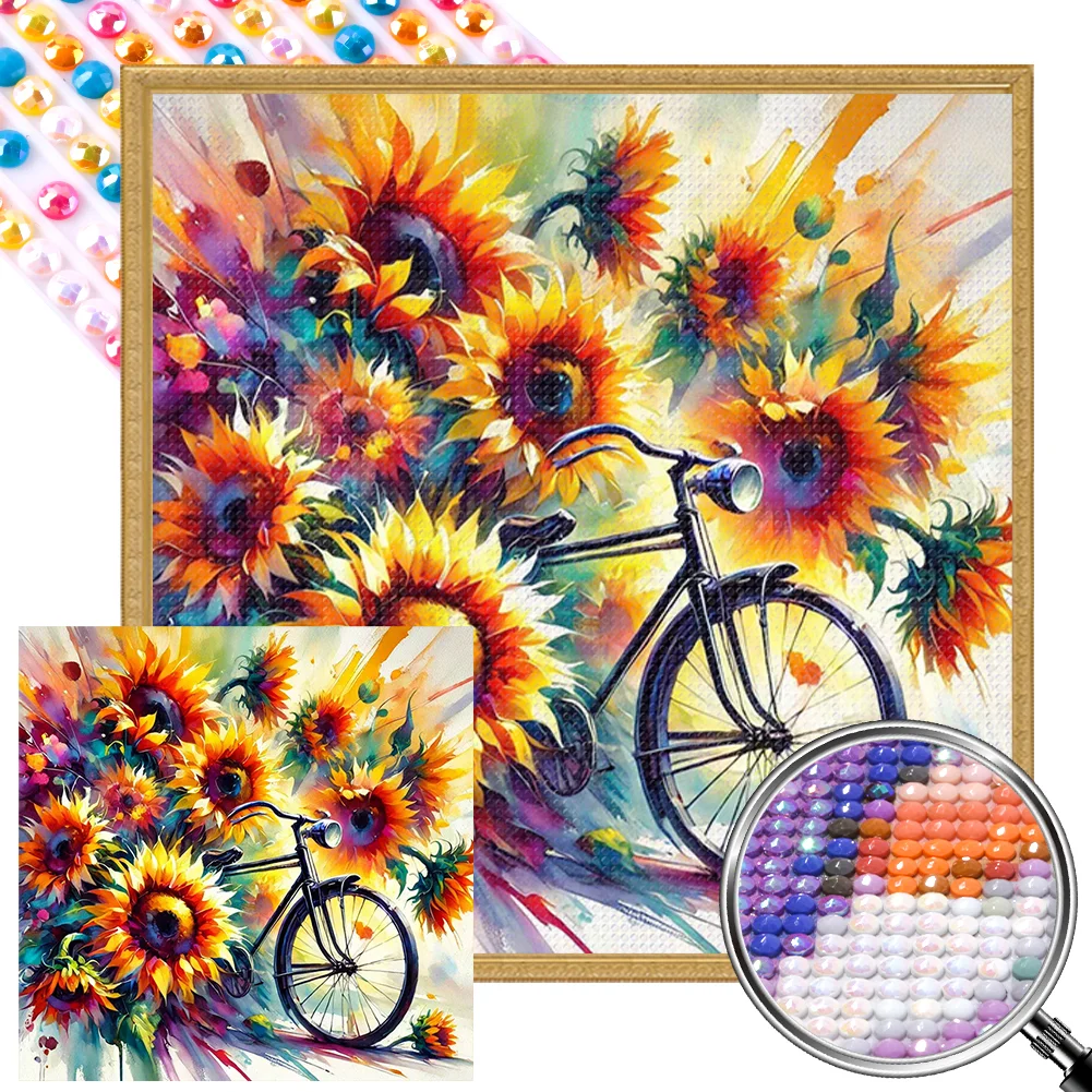 Full Round Partial AB Diamond Painting - Sunflower Bicycle(Canvas|45*45cm)