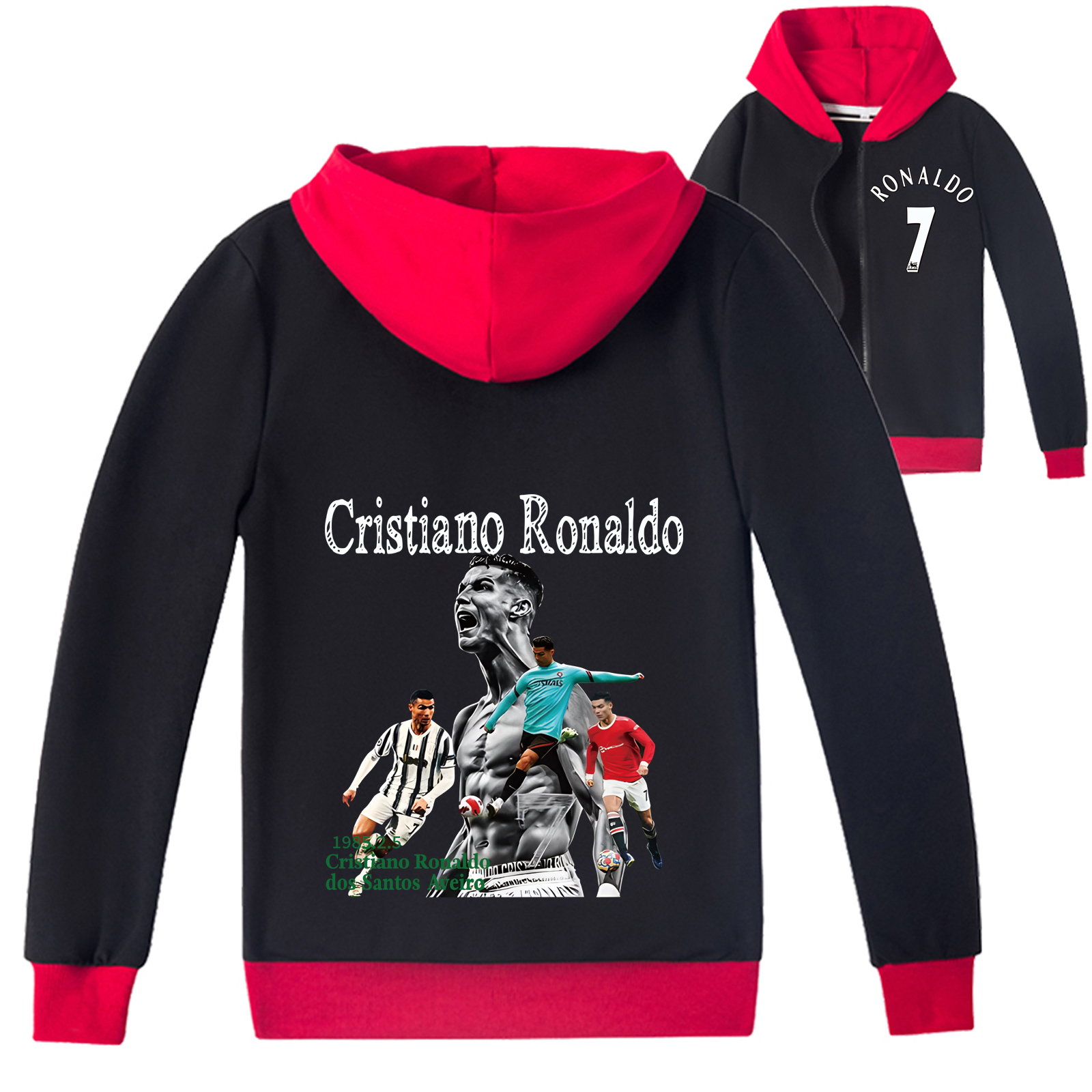 Mayoulove CR7 Zip Jacket for Kids - Stylish Cristiano Ronaldo Hoodie for Boys  Girls - Perfect Gift for Young Fans-Mayoulove
