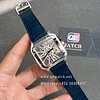Cartier Santos Large Skeleton WHSA0015 Hand Wind Blue leather strap 40mm Super Clone