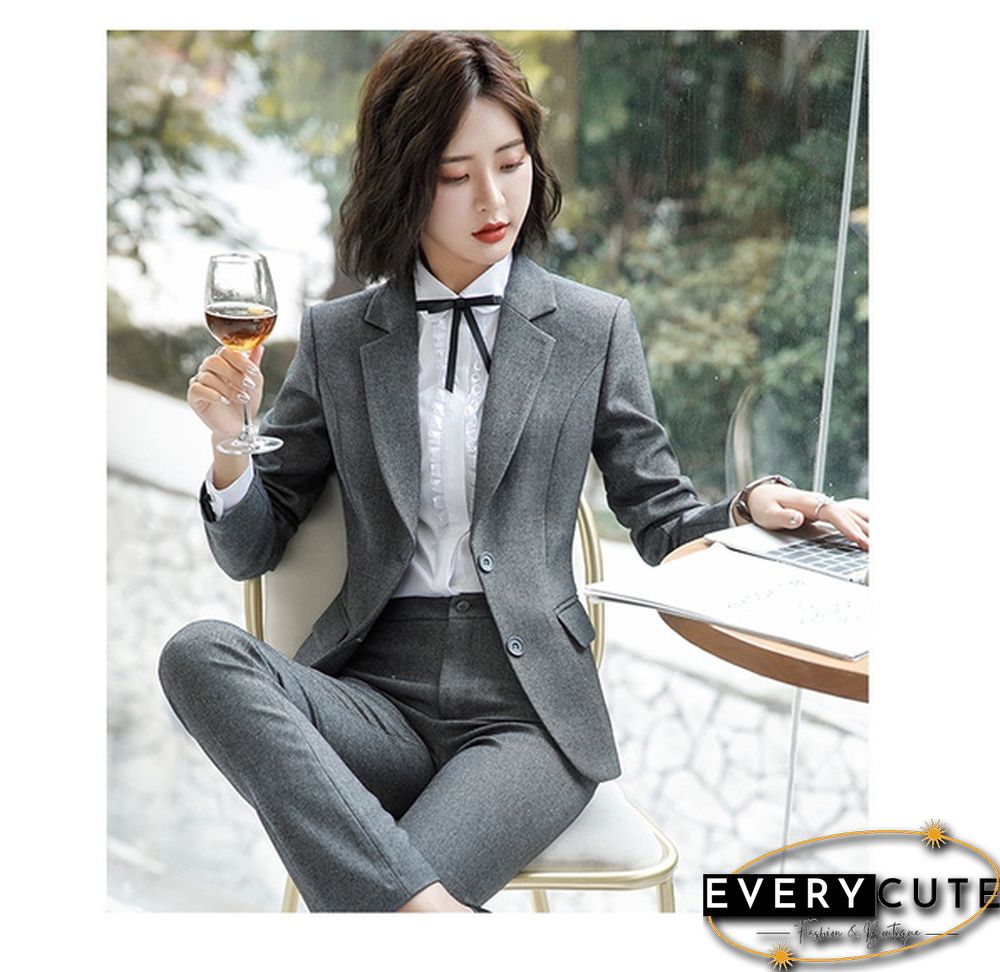 S-4Xl New Fashion 2 Piece Set Women Pantsuits Slim Work Wear Office Ladies Long Sleeve Blazer And Pants Outfits Pant Suits