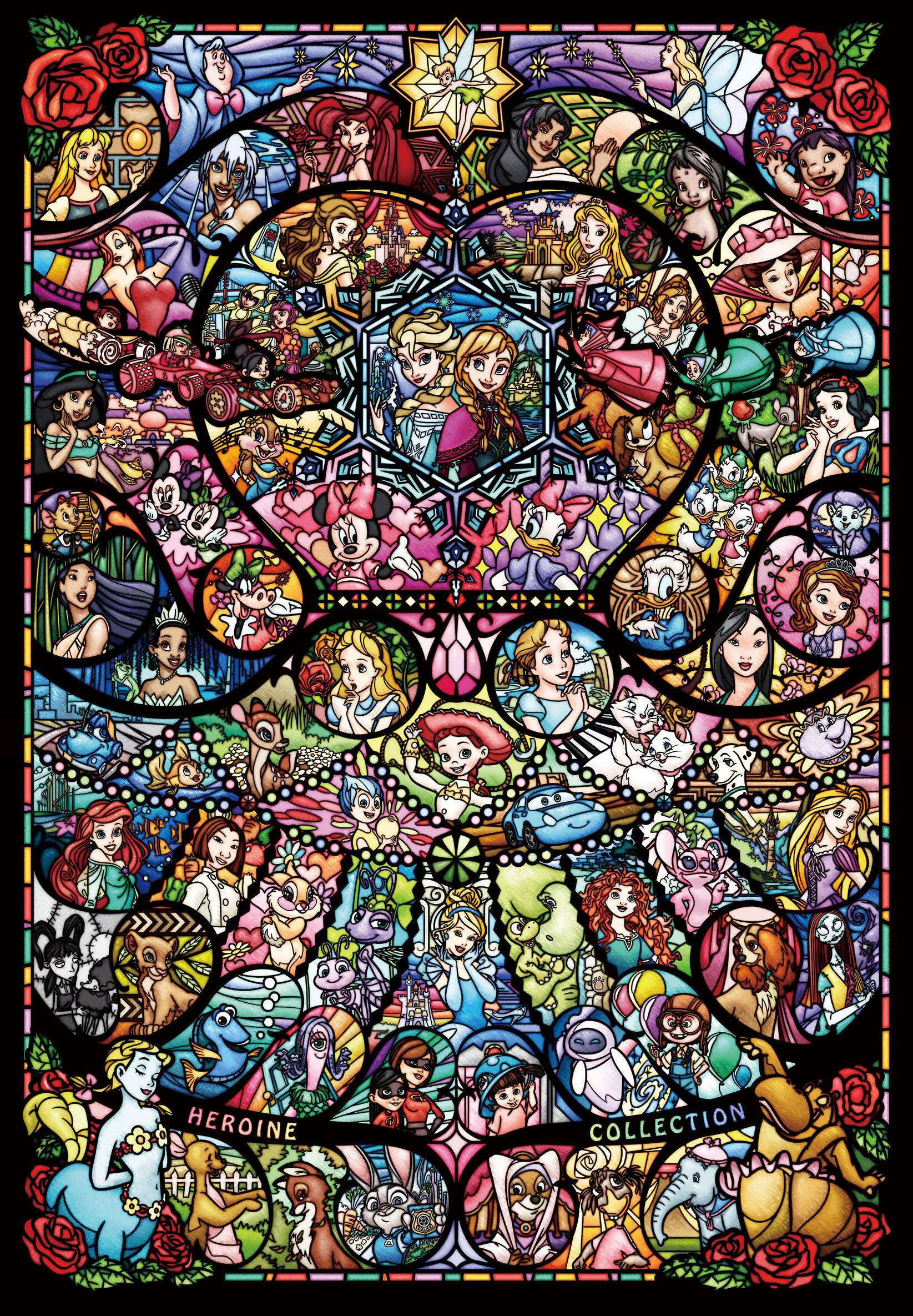 Stained Glass Disney Female Character 90*130cm(canvas) full round drill(40 colors) diamond painting