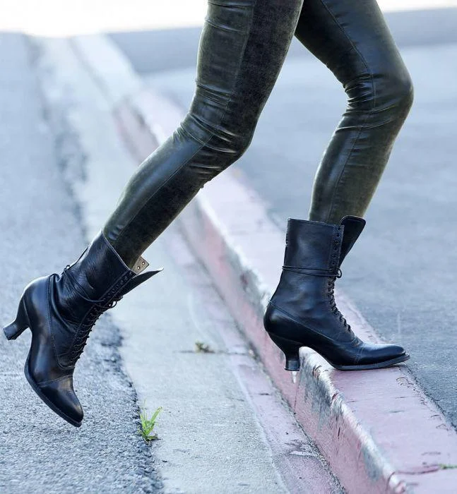 Vintage Stiletto Heel Black Boots