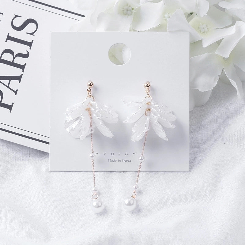 1 Pair Fashion Flower Alloy Plating Artificial Pearls Women’s Drop Earrings