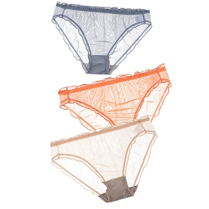 3Pcs Women Sexy Panties Lace Underpants Low-waist Panties Mesh See Through Perspective Briefs Female Fashion Underwear Lingerie