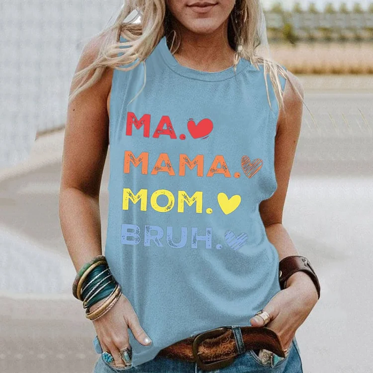 Comstylish Mother's Day Ma Mama Mom Bruh Print Tank Top