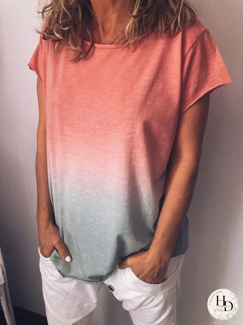 Women Cotton Crew Neck Plus Size Casual Short Sleeve T-shirt
